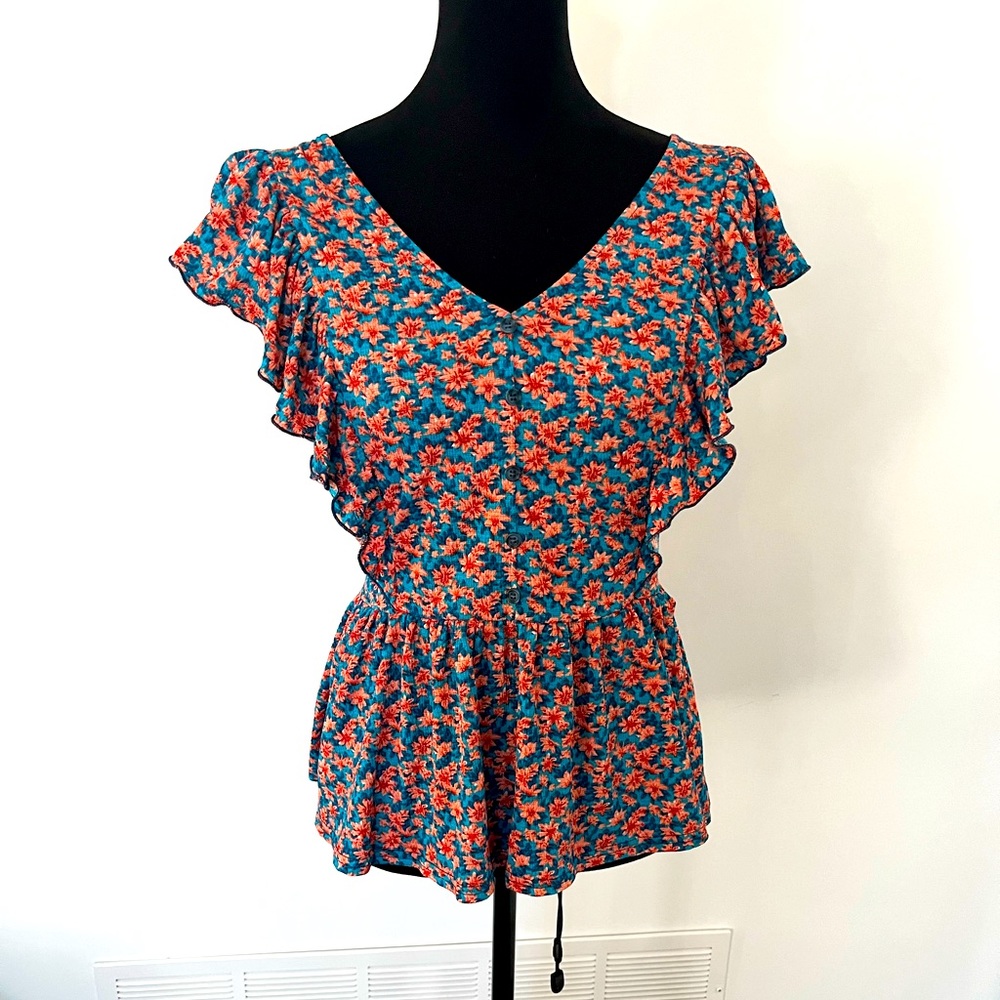 Melloday floral peplum top size large item 05-12